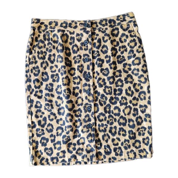Lauren Ralph Lauren Dresses & Skirts - Lauren Ralph Lauren Linen Cotton Button Front Leopard Print Mini Skirt Size 6P
